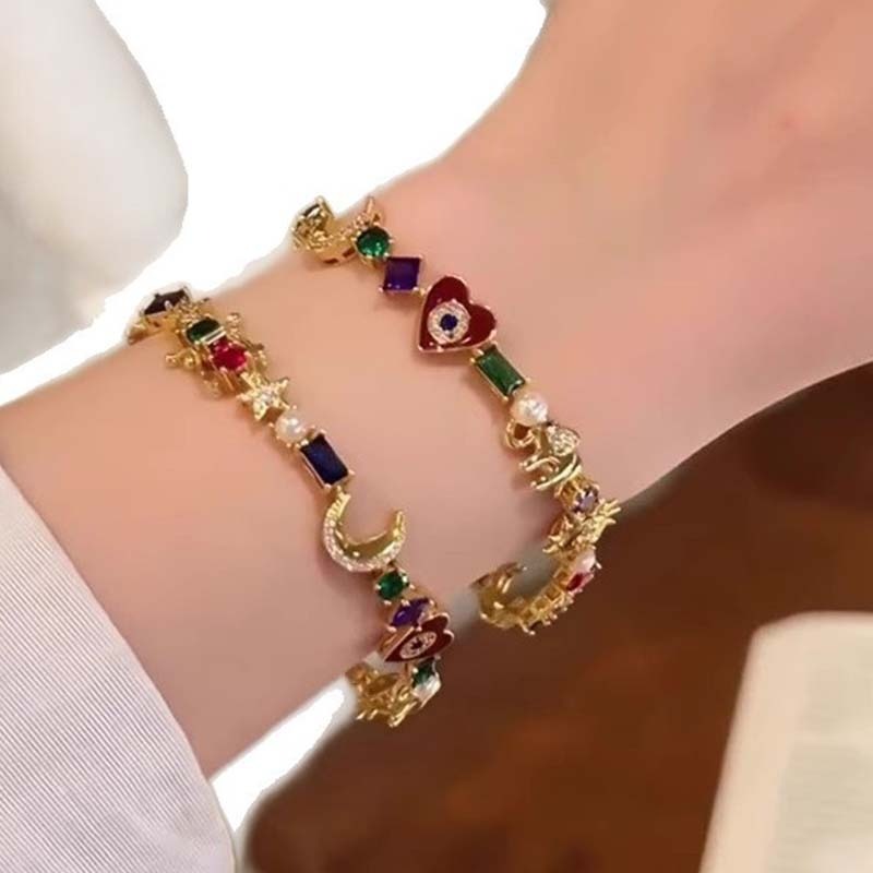 🌠 Heavenly Charms Bracelet — Sun, Moon & Crystals | Elegant & Refined ✨ -50% OFF TODAY 🔥