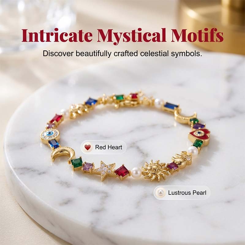 🌠 Heavenly Charms Bracelet — Sun, Moon & Crystals | Elegant & Refined ✨ -50% OFF TODAY 🔥