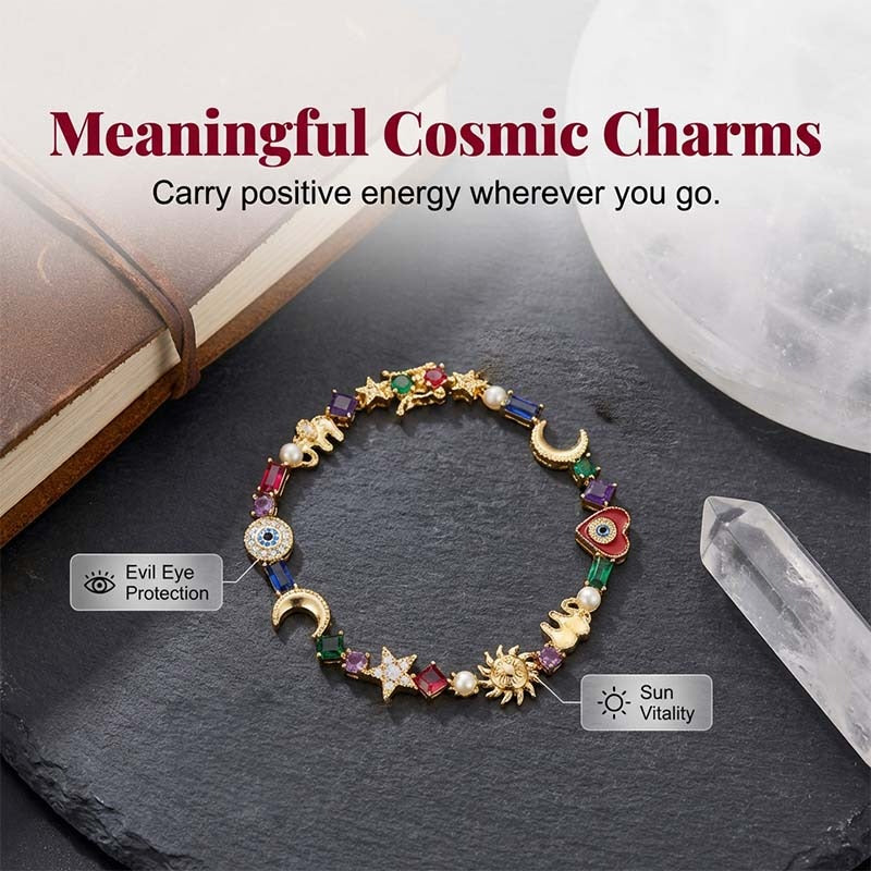 🌠 Heavenly Charms Bracelet — Sun, Moon & Crystals | Elegant & Refined ✨ -50% OFF TODAY 🔥