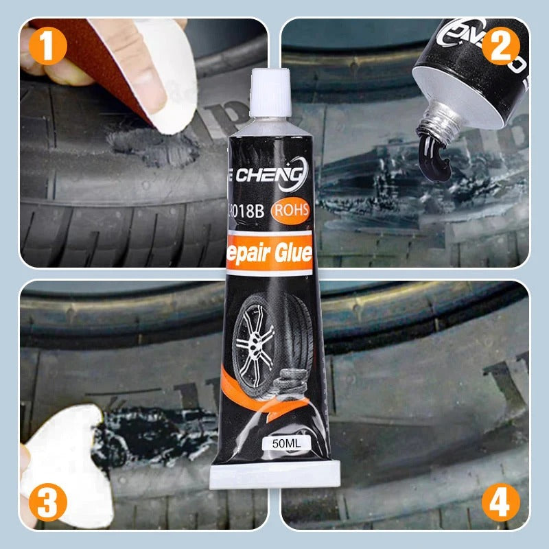 Waterproof and high temperature resistant tire repair adhesive